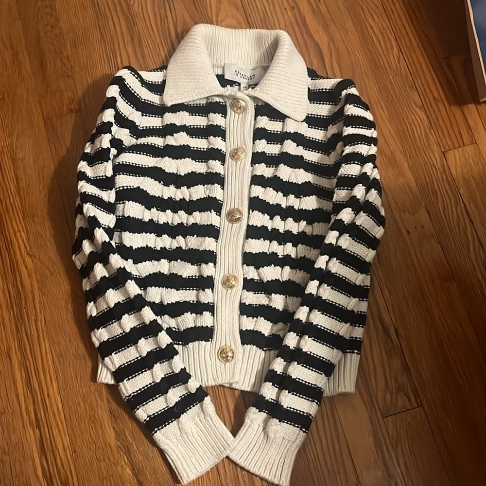 Derek Lam 10 Crosby's Daisy striped wool cable-knit cardigan